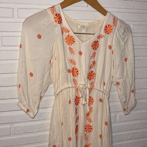 Chelsea & Violet Cream and Orange Floral Boho Dress, Girls Size Medium - Picture 2 of 8